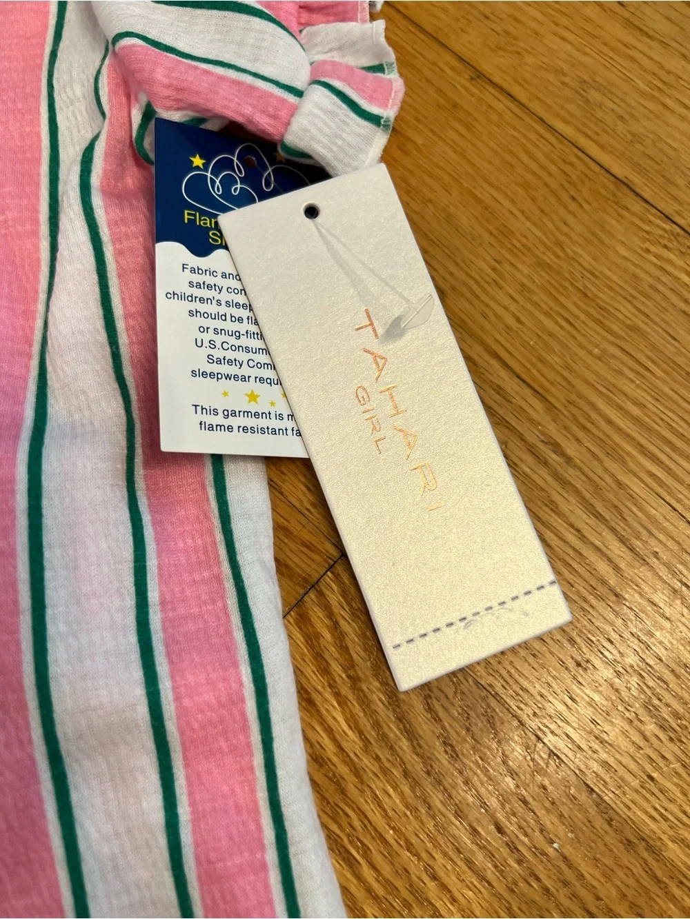 Tahari Kids Pink Stripe Pajama Set with headband Mama & Me